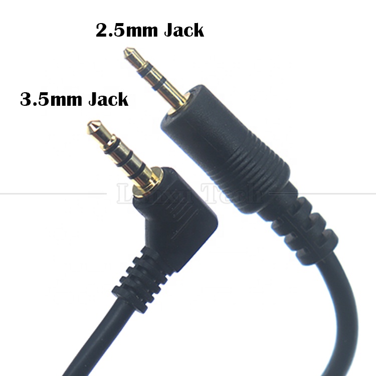 2.5mm 3 Poles Jack to 90 Degree Right Angle 4 Poles 3.5mm TRRS Jack Stereo Audio Cable for TV Radio