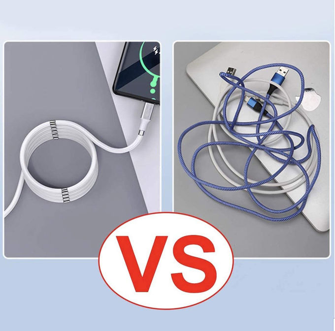 Magnetic Phone USB Charger Cable 4.7mm Storage Self Winding Retractable Charging Cable