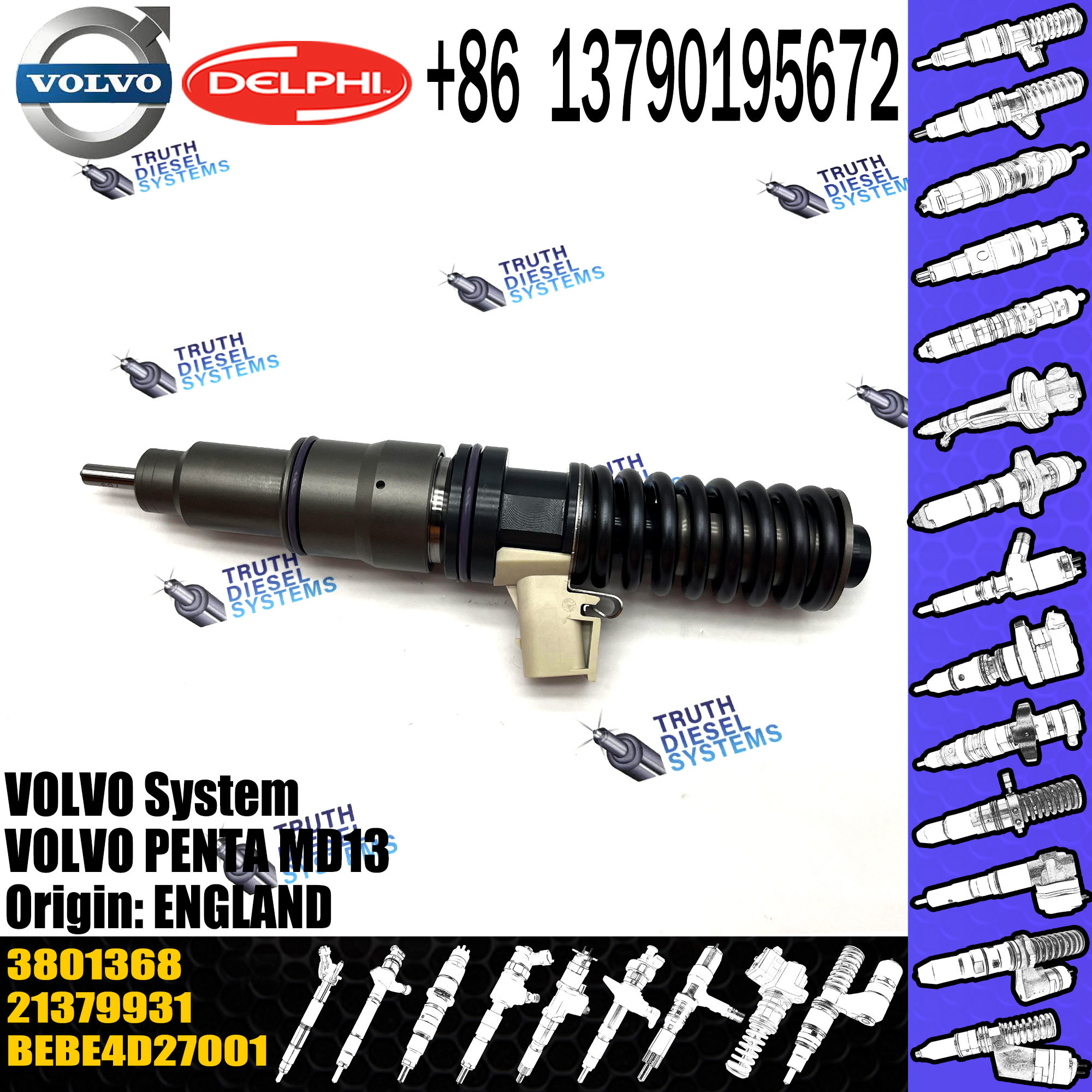 New Diesel Fuel Injector 3801368 BEBE4D30001 3801368 TAD1340VE 21379931 For VOL Pen-ta MD13 BEBE4D27001 3803655
