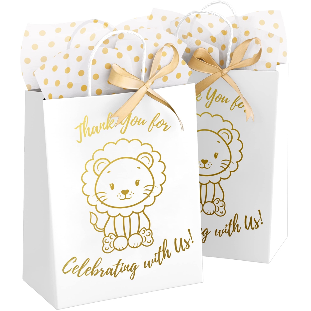 Cartoon Baby Girl Gift Paper Bag With CMYK 4 Color Offset Printing and Folding Style