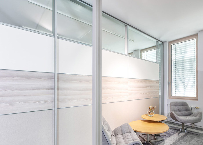 Square Meters Size Glass Partition Wall System Single Glazed Framed Customized White Frame For Office Home Public Place