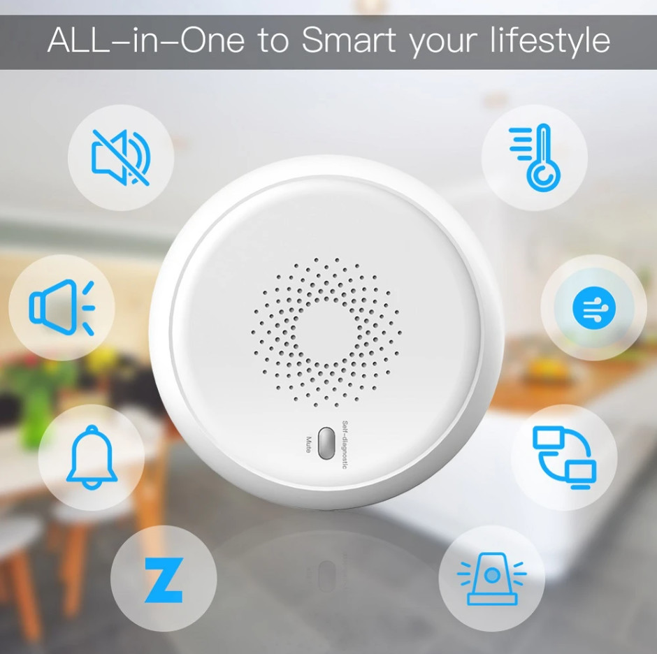 Zigbee Smart Home Smoke Fire Alarm Sensor Detector Home Security System Battery-powered Alarm Wireless Smart Life
