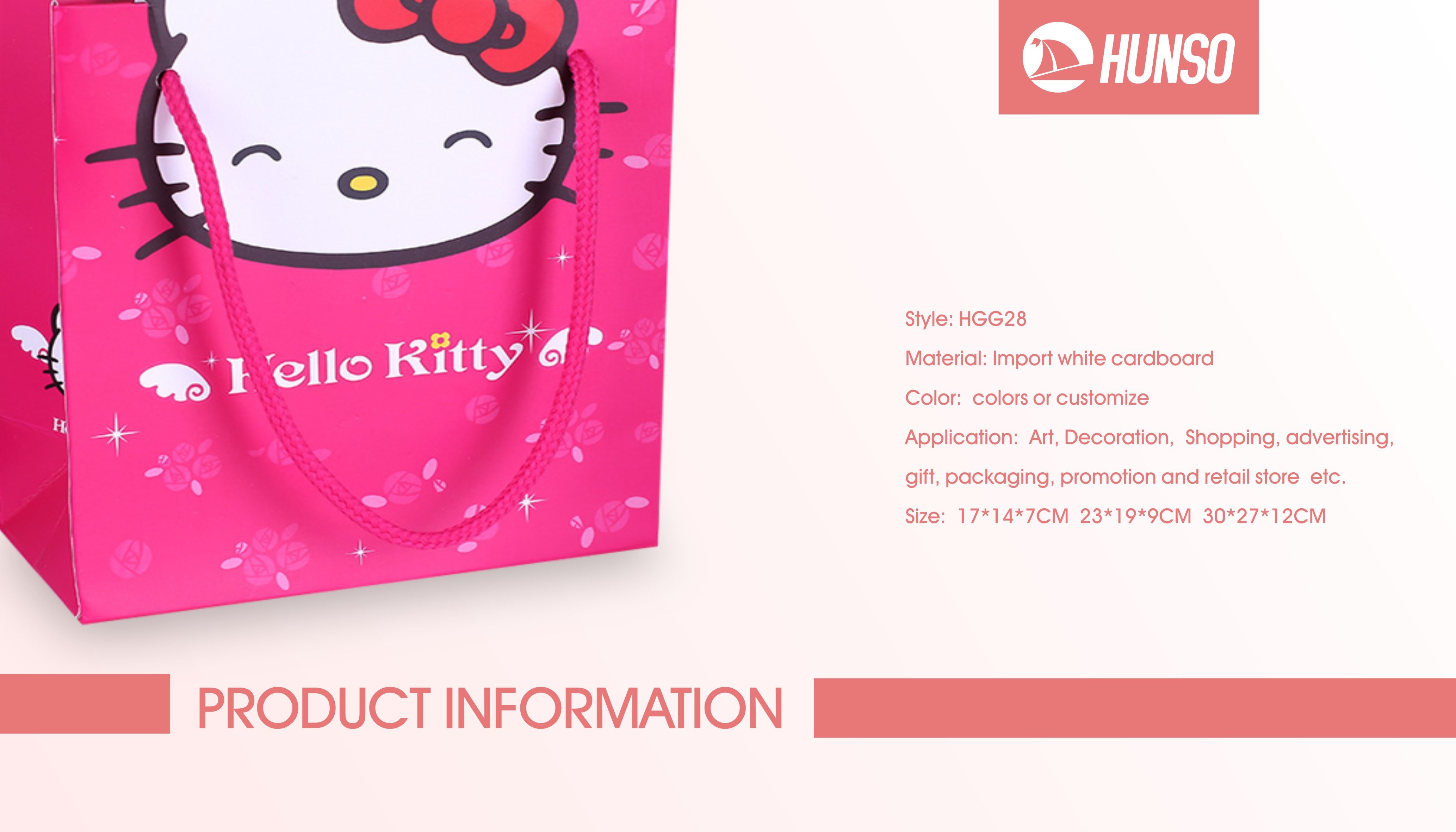 Hello Kitty Rose Red Branded Custom Paper Shopping Bags C1S 9CM