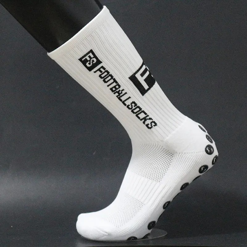 Youth Football Socks with Non-Slip Grip and Customized Logo in Woven Polyester Fibre