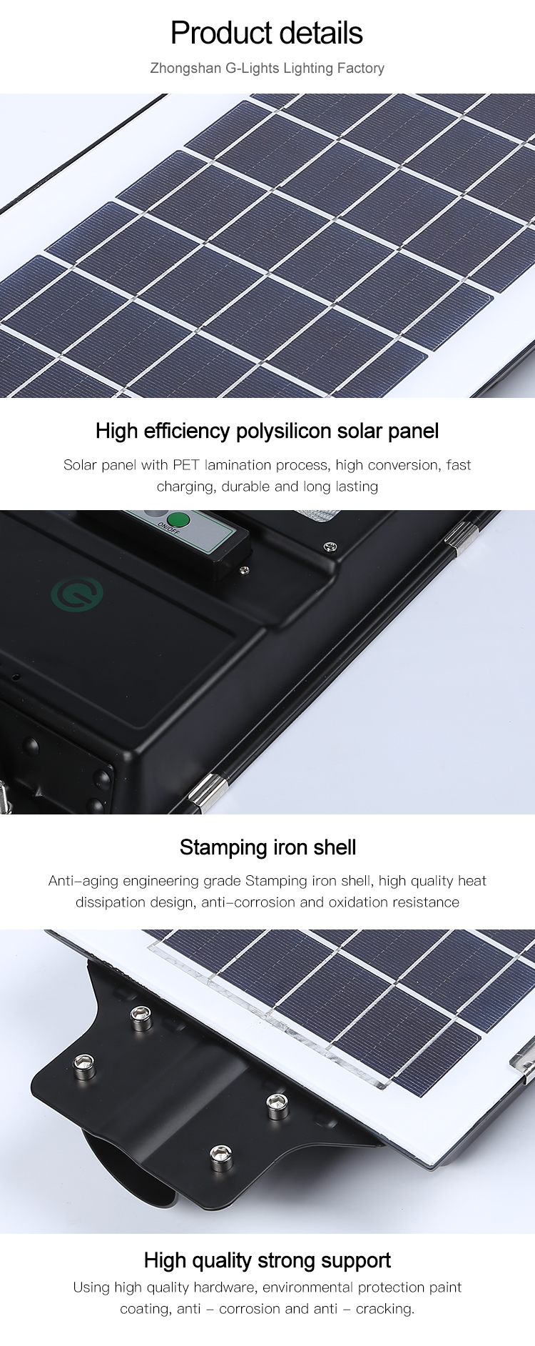 6500K 100 Watt Solar Garden Street Light All In One Led Road Lamp