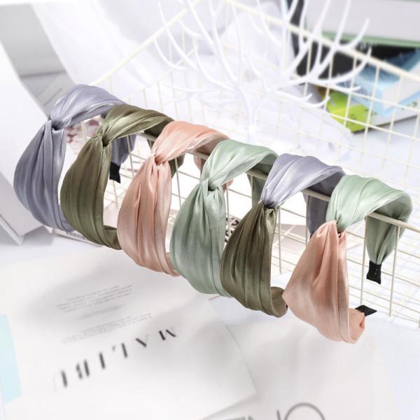 Exercise Cosmetic Athletic Ladies Hair Bands Plain Color Headwear Cross Knotted