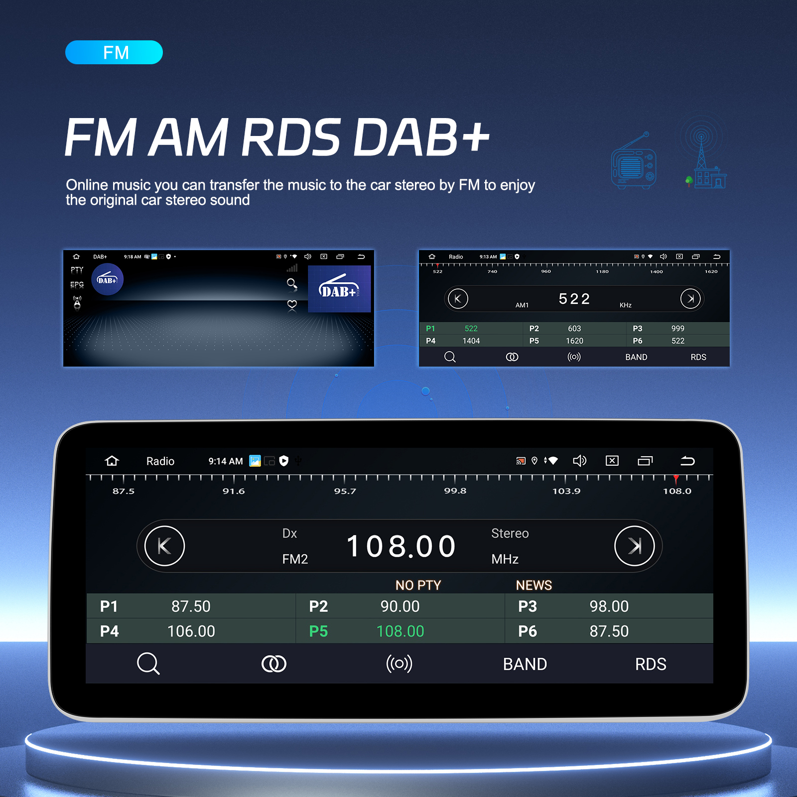 12.3 inch Android 11 4 64GB 4g Car Stereo Navigation GPS Car DVD Radio for Dashboard