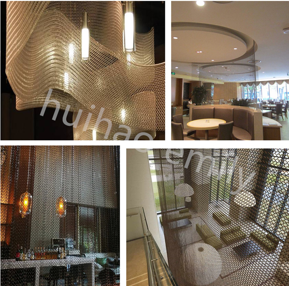 Fire Prevention Metal Ring Mesh Curtain For Restaurant Partition