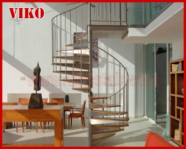 Spiral StaircaseVH44S Tread BeechAluminum Baluster Glass Handrail 304 Stainless