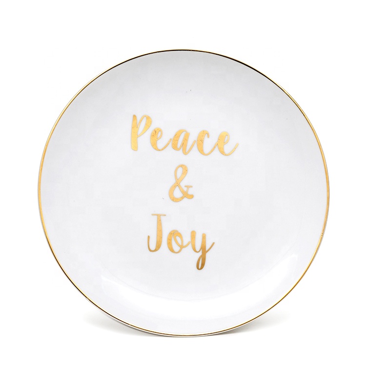 Dessert White Custom Porcelain Plates Ceramic Plate Printing Designs for Christmas