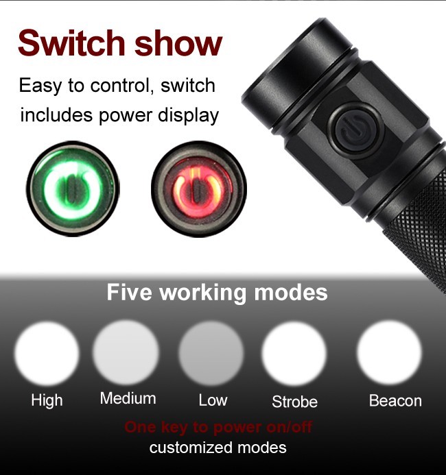 1000 Lumen Rechargeable Keychain Flashlight , IP66 Mini Torch Light With 18350 Battery