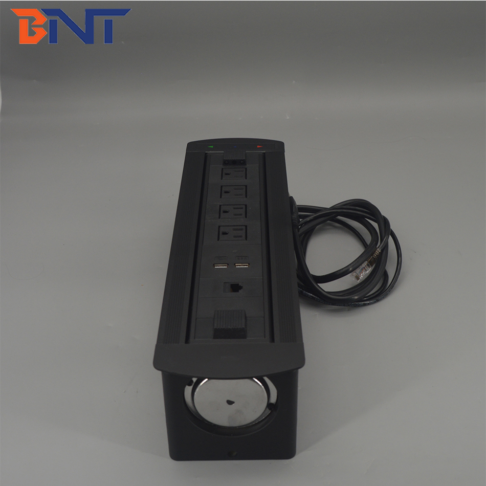 Aluminum brushed motorized rotatable table power socket outlet switch