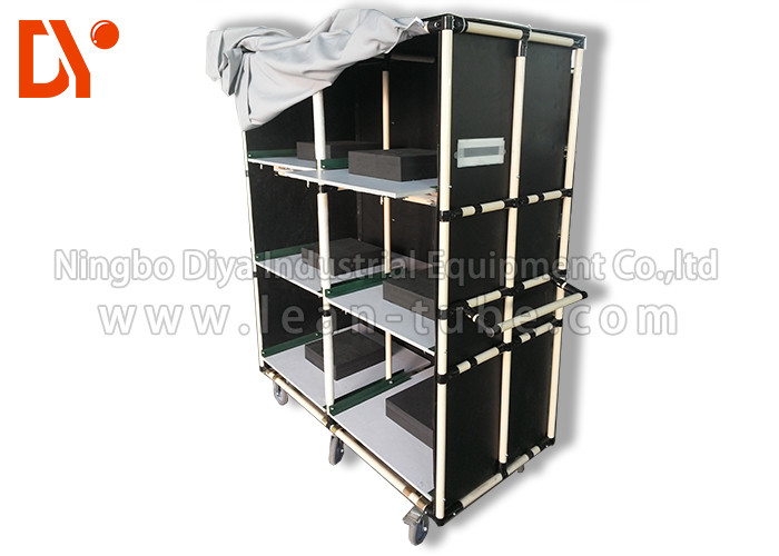 Aluminium Profile Industrial Tote Cart Multilayer Hand Push Trolley