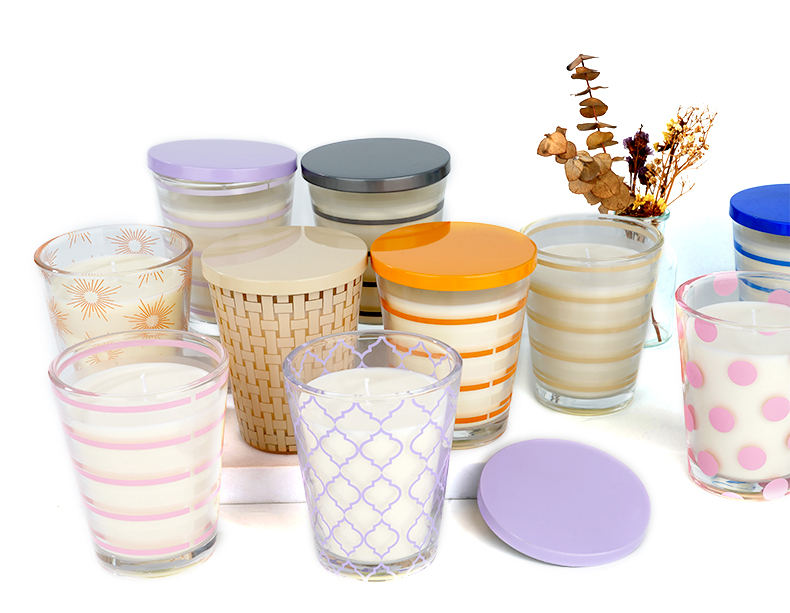 Glass Jar Scented Candle Customer's Requirements Luxury Home Decor Soy Wax Candles in Colored Glass Vessels