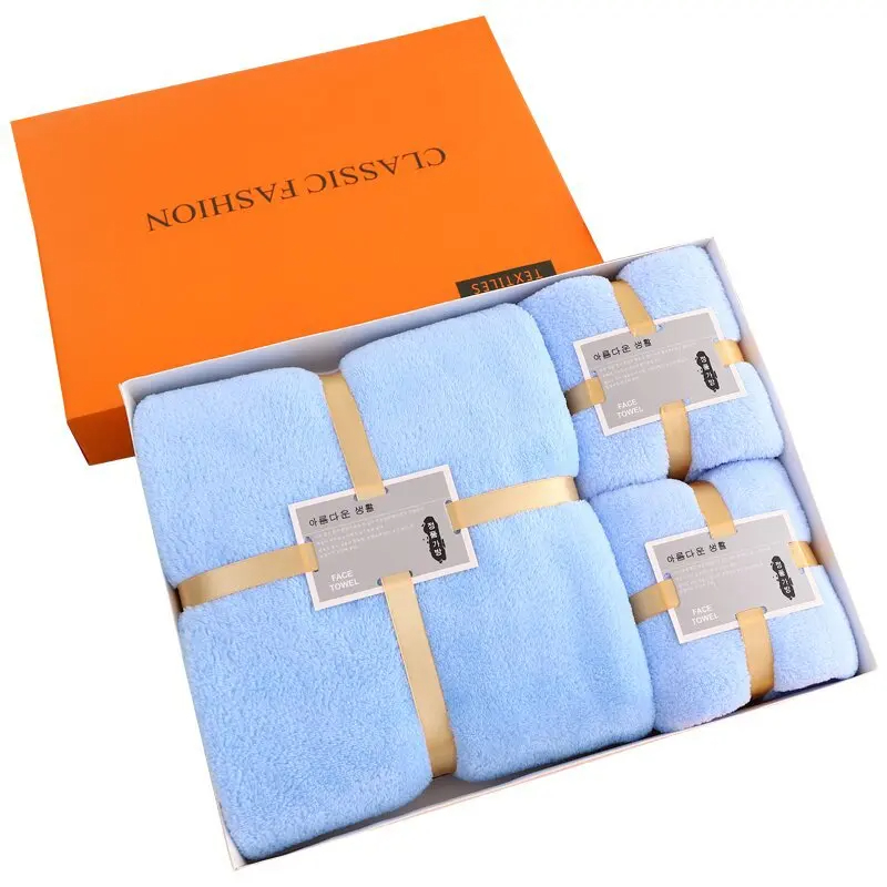 Thick Coral Fleece Soft Absorbent Microfiber Towel Set 1 Set 35*75 70*140 Custom Logo