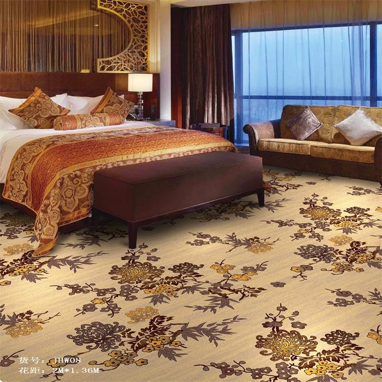 Nylon brown printed wall to wall carpet for guest room