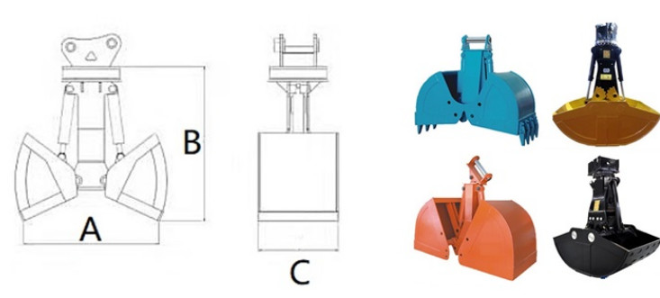 Colorful Clamshell Bucket For 1-70t Excavator Customized Size