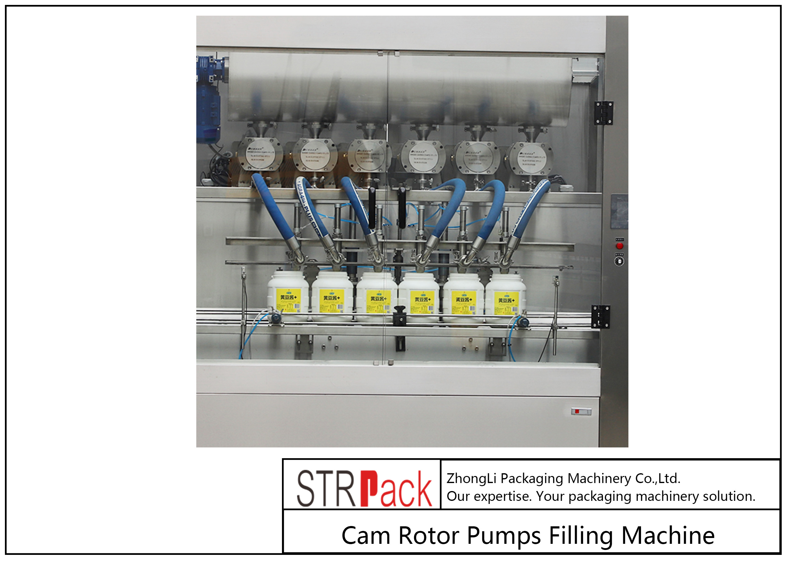 Cam Rotor Pumps Chunk Paste Filling Machine Six Head 380V / 220V
