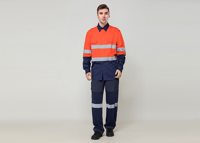 Double Stitching Safety Work Clothes High Visable Orange Jacket Bib Pants Suit