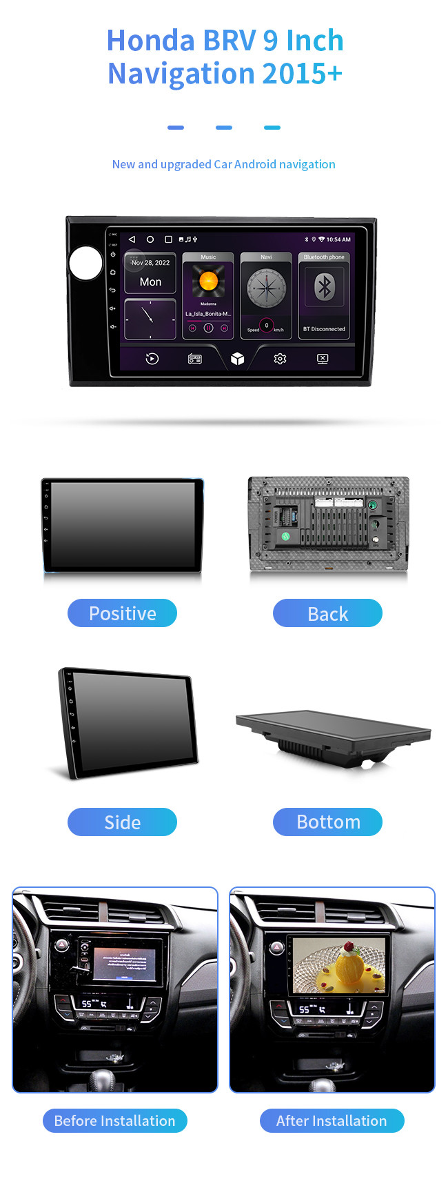 For Honda BRV 2015+ Bluetooth Phone Book Bluetooth Music Bluetooth Car Navigation