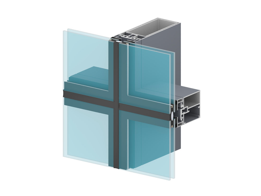 Exterior Glass Curtain Wall Aluminum Frame Customized Length And Colors