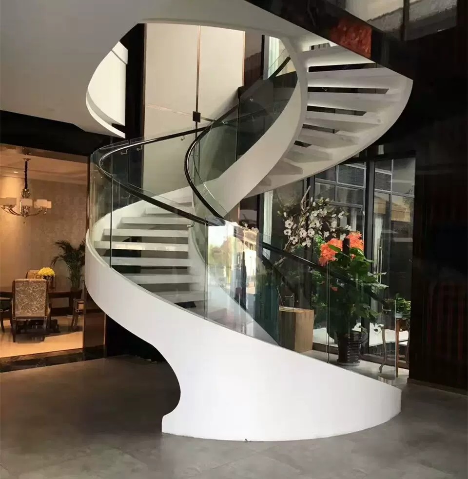 Balcony Clear Toughened Glass Stair Handrail For Indoor Outdoor Stairs