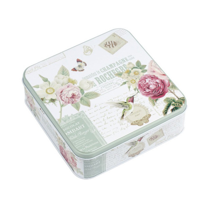 0.23mm Thick Square Metal Candy Tin CMYK Offset Printing Biscuit Tin Gift Box