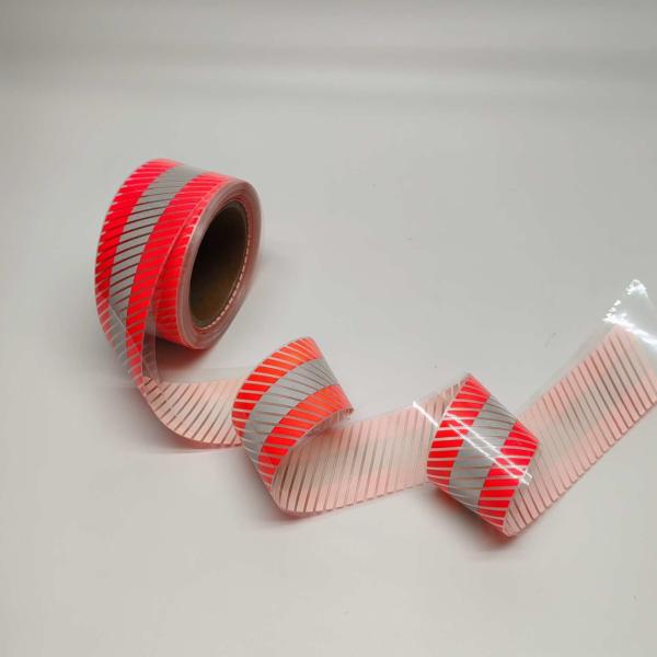 Twill Stripes Red Silver Reflective Heat Transfer Film Self Adhesive For