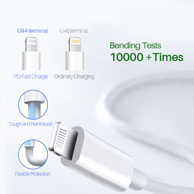MFI Certified 18W USB Lightning Charging Cable Iphone USB C Lightning Cable