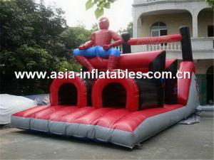 Red Color Inflatable Obstacle Challenges Games In Spiderman Style