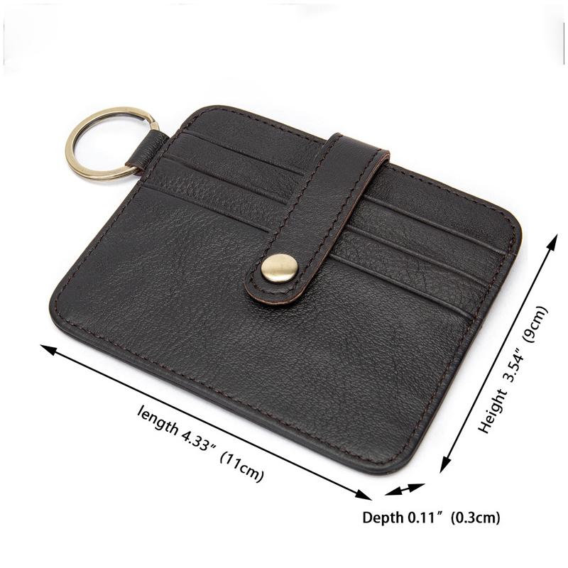 Fashion Cowhide Leather Keychain Wallet Credit Card Holder for Men Women Custom Stitch