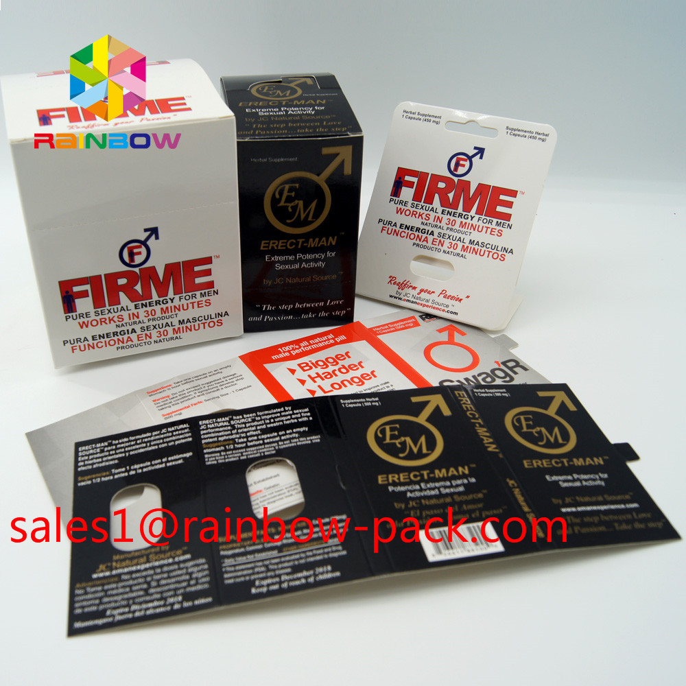 3D printing card FX 25000 lenticular plastic 3D card Custom printed rhino V7 3D sex pillspackaging 3D sex pill card