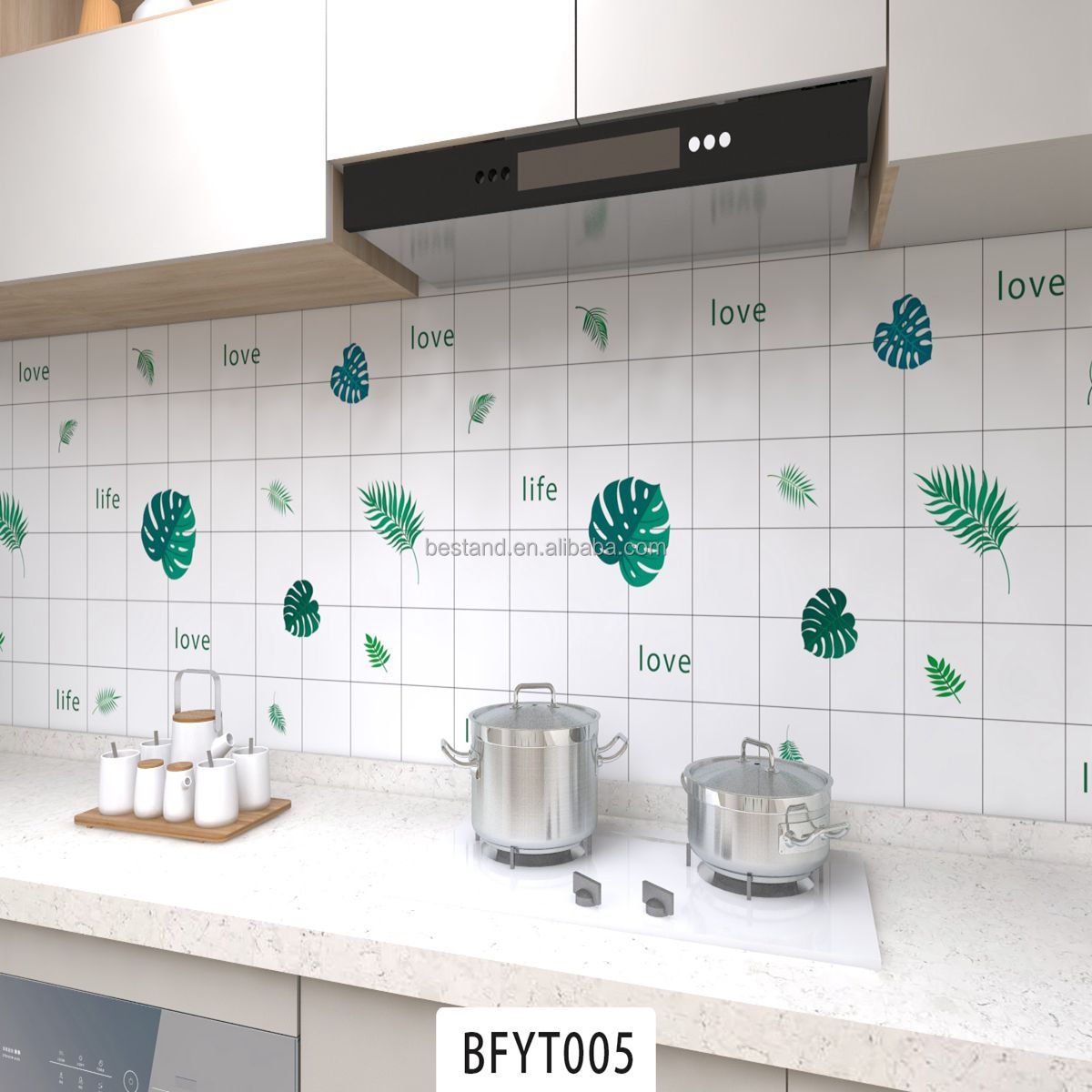 Waterproof Peel and Stick Wall Tile Stickers for Kitchen Backsplash Decor Geometric Pattern Heat Insulation