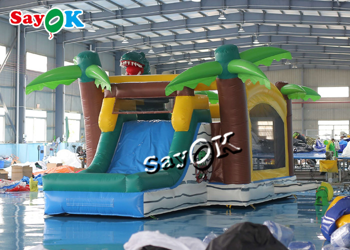 Jurassic Dinosaur Inflatable Bounce House Water Slide For Kids Playground