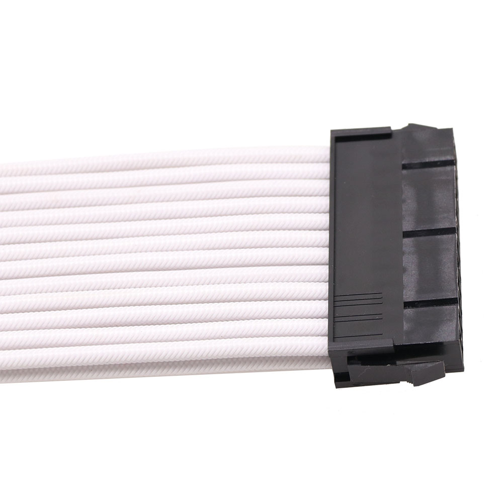 90 Degree Bradided Sleeved ATX 24pin extension cable Power Supply computer cable 18AWG