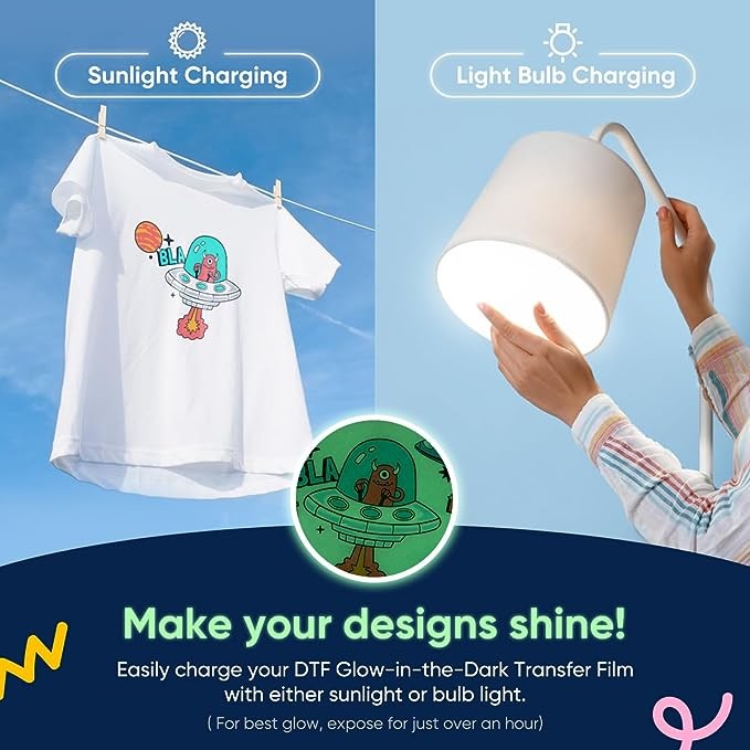 60cm DTF Glow in the Dark Transfer Paper Film A3 Heat Transfer Film for PET Film Transfer for Clothing Application