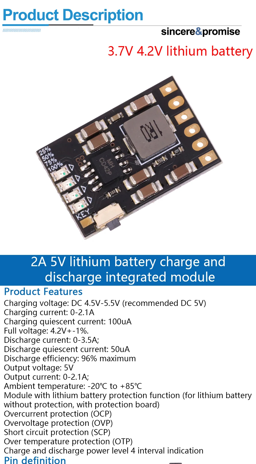 TP5100 TP5000 Charging Management Power Supply Module Board 18650 1A 2A 5V Compatible With 4.2V 8.4V 1S 2S Lithium Batteries
