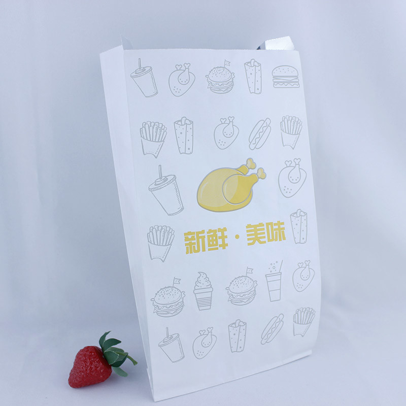Aluminum Foil Lined Paper Bags Printed Disposable Hot Chicken Food Packaging