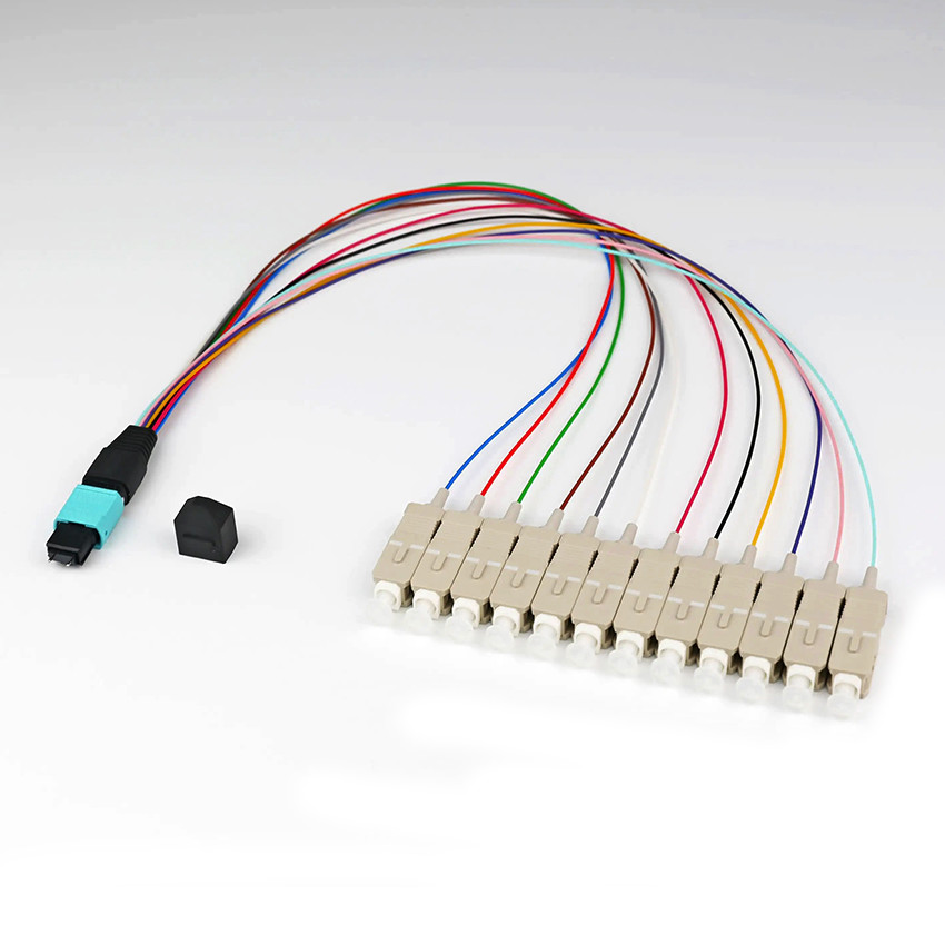 MPO MTP LC 12 Core Fiber Patch Cord For Network Rack / Panel