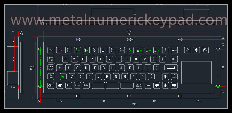 IK07 Metal Industrial Keyboard With Touchpad 304 Stainless Steel