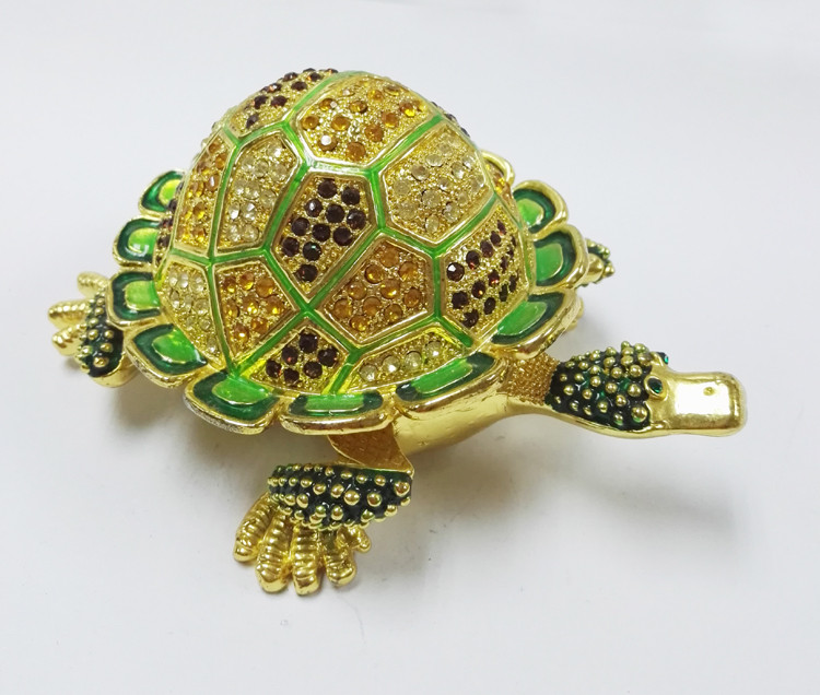 Custom Turtle shape zinc alloy gift jewelry boxes turtle trinket box jewelry box