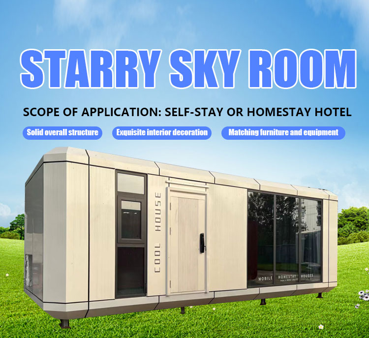 Hotel Accommodation 38 M2 Model E7 Solar Capsule House With Luxury Apple Cabin Design