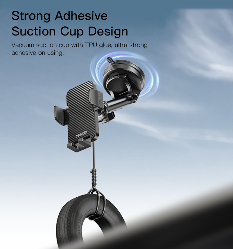 360-Degree Rotation Dashboard Phone Holder with Flat Carbon Fiber Texture for 4