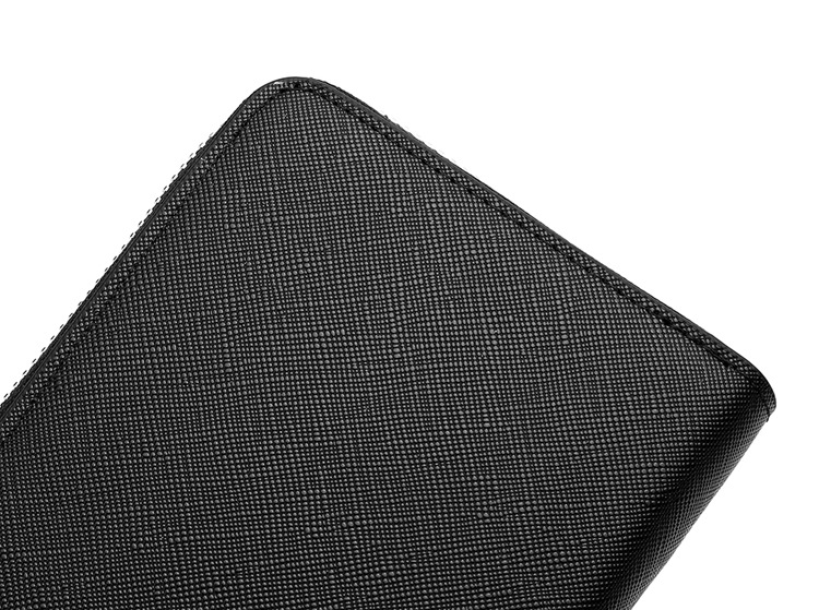 Multi-Function Clutch Budget Long Zipper Wallet with Cross Pattern and PU Leather