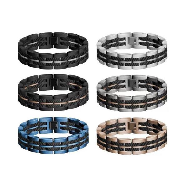 Colorful Stainless Steel Bracelet Classic Watch Band Bracelet With Black Leather