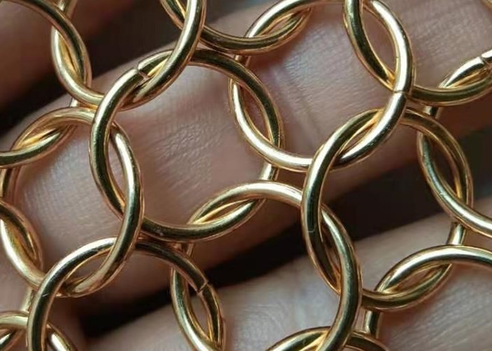 Electroplating Color 1.5mm Diameter 15mm Round Ring Metal Chain Mail Mesh Is For Decorating Window Screen