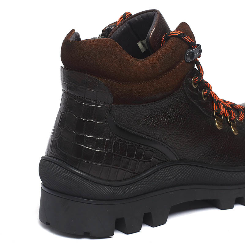 Spring Dark Coffee Lace Up Mens Leather Casual Boots