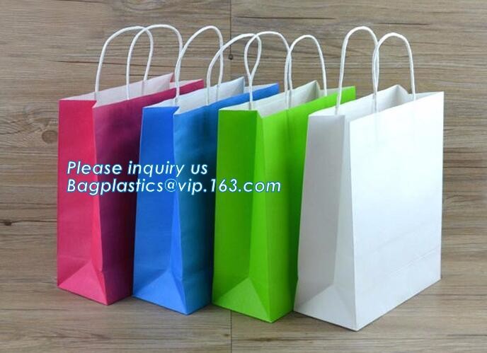 Flower carrier bag with different color customized pot plants kraft paper bag with handle,stamping logo fancy paper flow