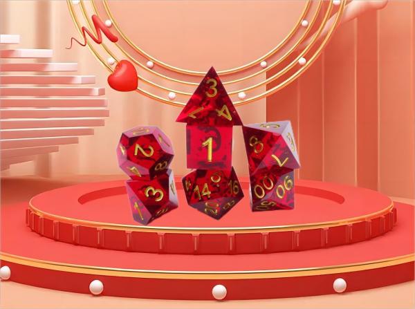 Red pomegranate natural resin dice set desktop game preferred magic domain