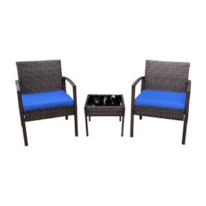 China Terrace Balcony Poly Rattan Wicker Bistro Table And Chairs Set on sale